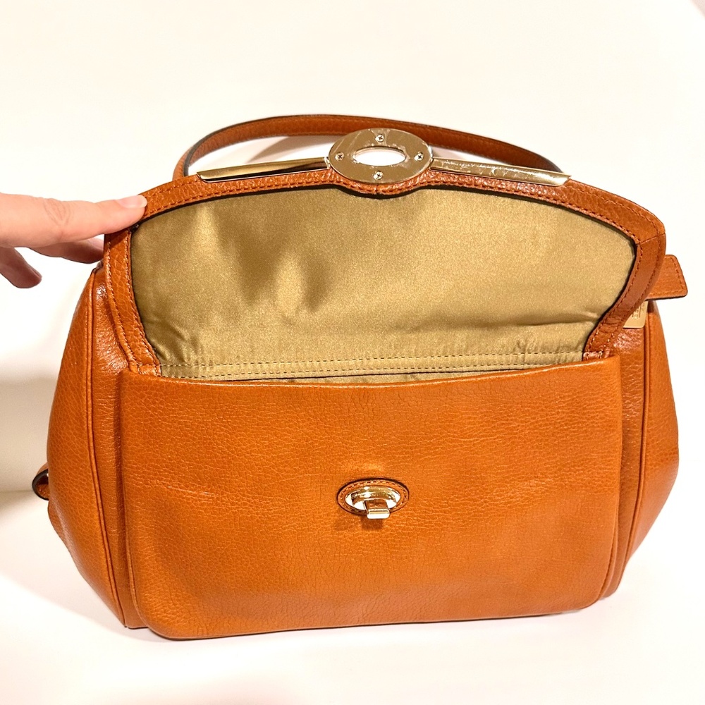 Coach Madison Madeline Large Brown Leather Bag Satchel Front Turn Lock Pocket - Picture 5 of 16